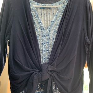 Navy Blue Pattern Halter Top Maxi Dress & Sweater